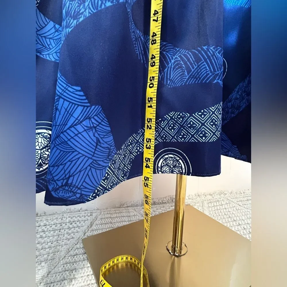 Vintage Liona Hawaii for Liberty House Elegant Blue Patterned Maxi Dress size 12 - Picture 8 of 11